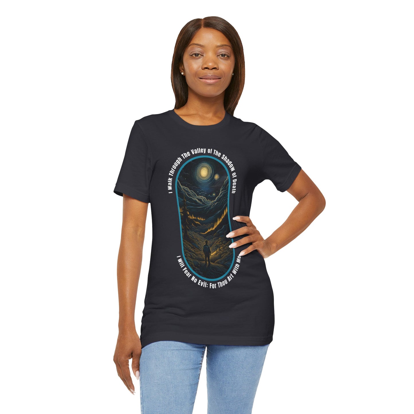 Mystic Moonlight Psalm 23:4 - Unisex Jersey Short Sleeve T-shirt