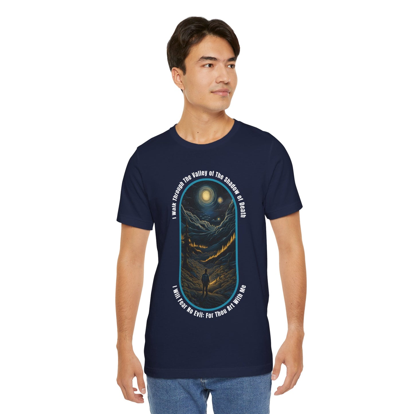 Mystic Moonlight Psalm 23:4 - Unisex Jersey Short Sleeve T-shirt