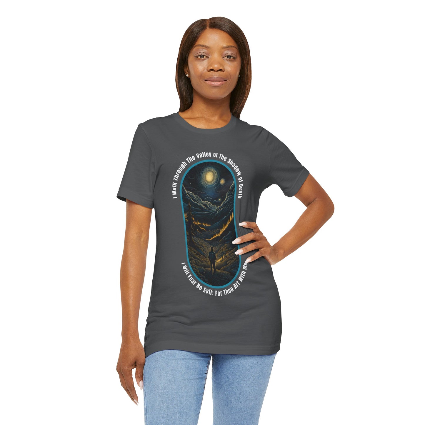 Mystic Moonlight Psalm 23:4 - Unisex Jersey Short Sleeve T-shirt