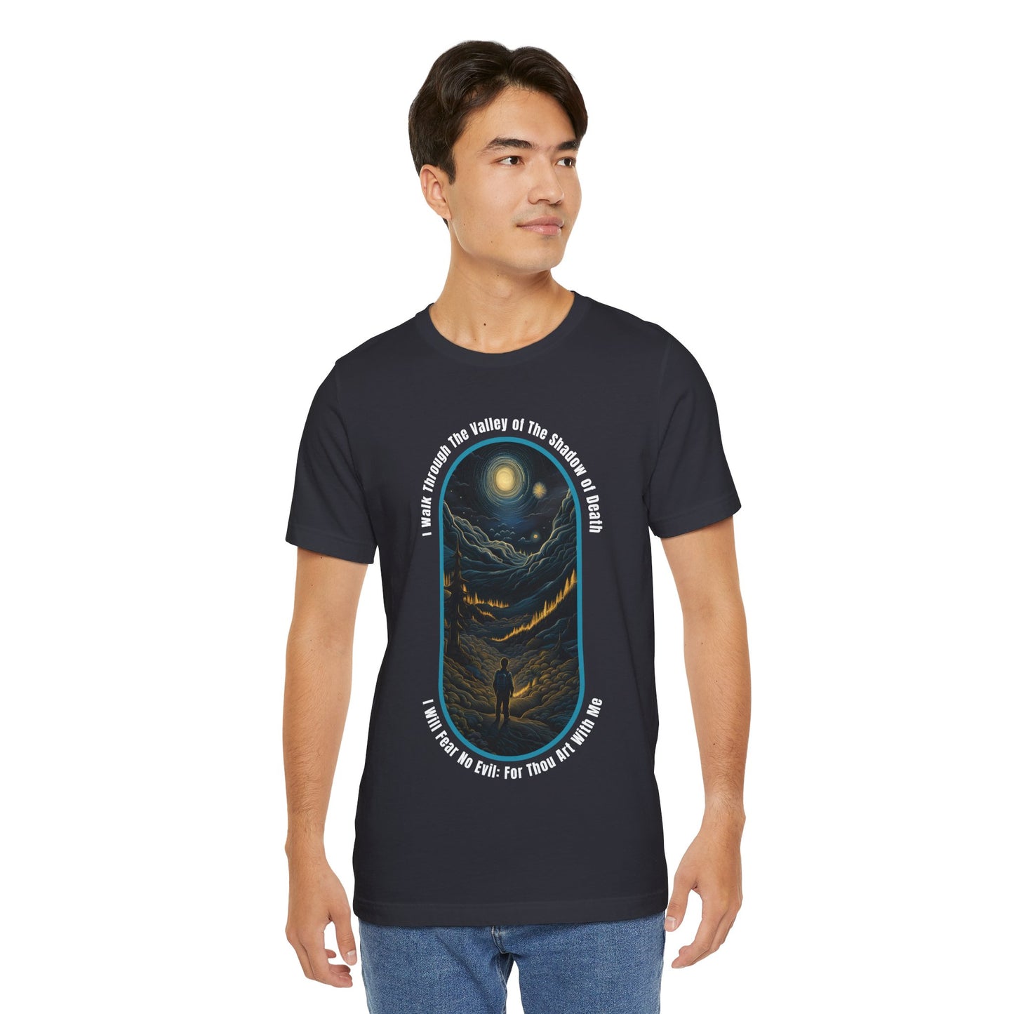 Mystic Moonlight Psalm 23:4 - Unisex Jersey Short Sleeve T-shirt