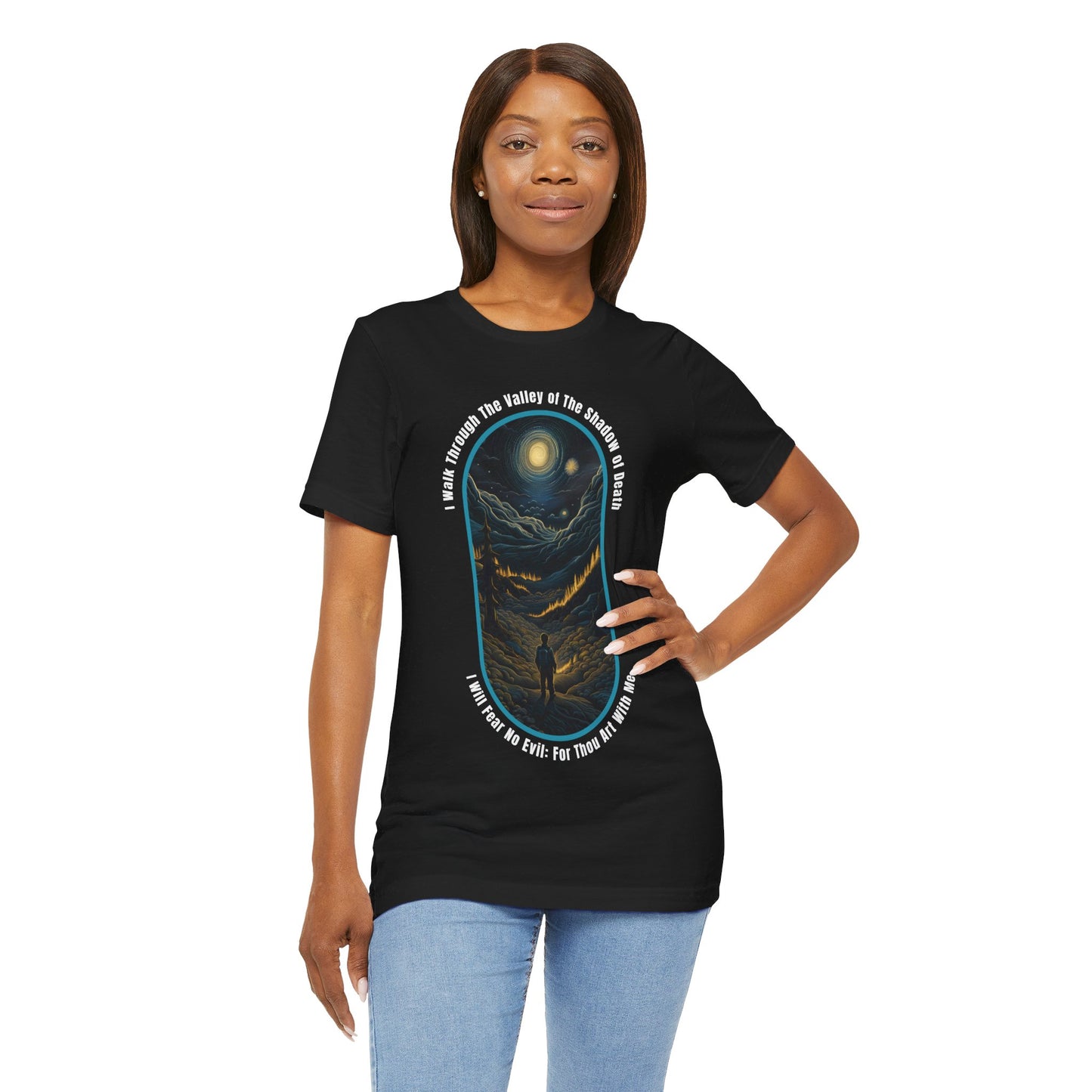 Mystic Moonlight Psalm 23:4 - Unisex Jersey Short Sleeve T-shirt