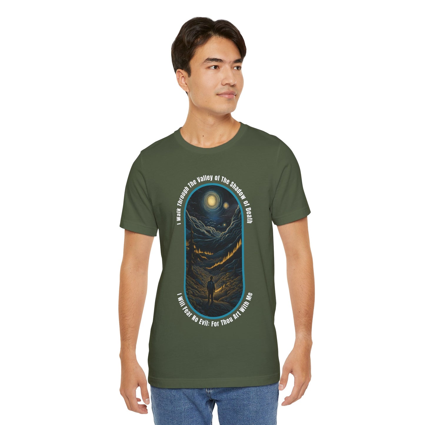 Mystic Moonlight Psalm 23:4 - Unisex Jersey Short Sleeve T-shirt